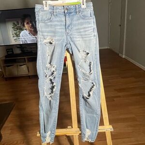 American Eagle Outfitters Light Blue Distressed Skinny Jeans